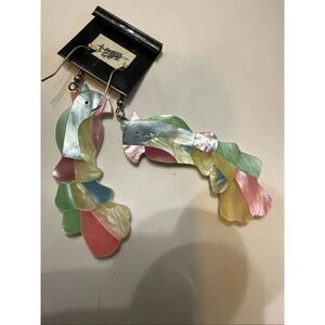 Lotus Trading Women's Multicolor Mother-of-Pearl Parrot Bird Drop Earrings NWT